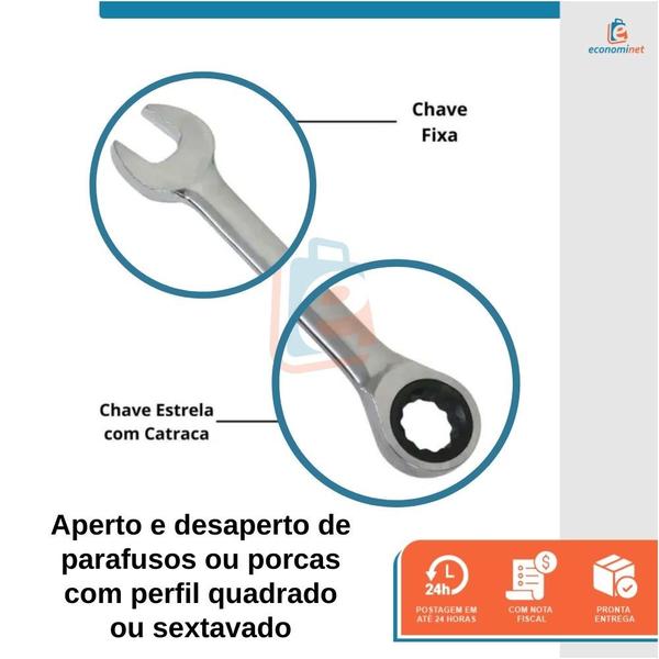 Imagem de Chave Combinada Fixa Estrela Com Catraca 12mm