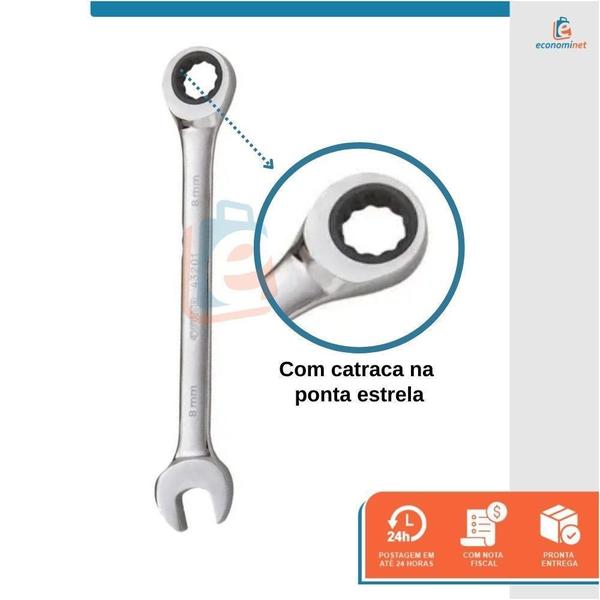 Imagem de Chave Combinada Fixa Estrela Com Catraca 8Mm 12Mm