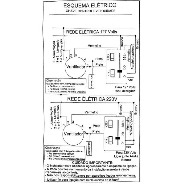 Imagem de Chave Controle Ventilador Teto Deslizante 1 Tecla Lâmpada Bivolt