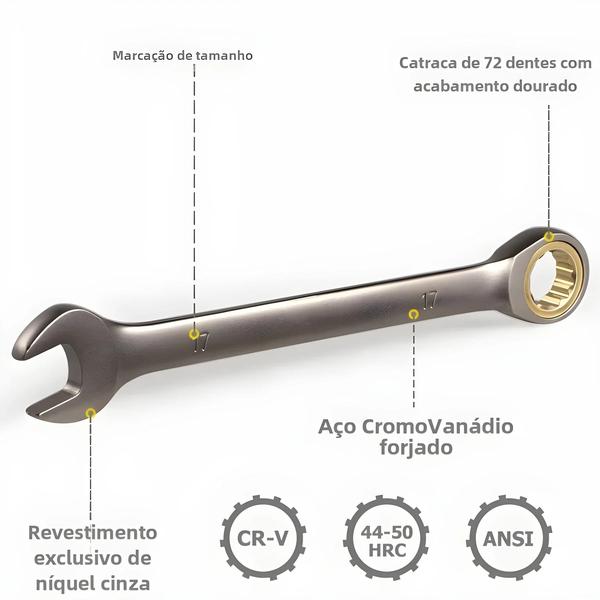 Imagem de Chave de Catraca Métrica Universal - Conjunto de Multiferramentas para Reparo