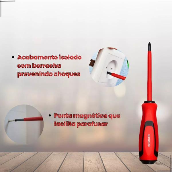 Imagem de Chave de Fenda Philips Isolada Eletricista 6 Peças Imantada