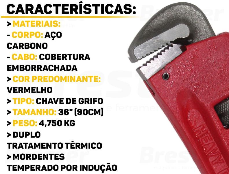 Imagem de Chave De Grifo 36 Polegadas Aço Carbono Resistente Fertak2217