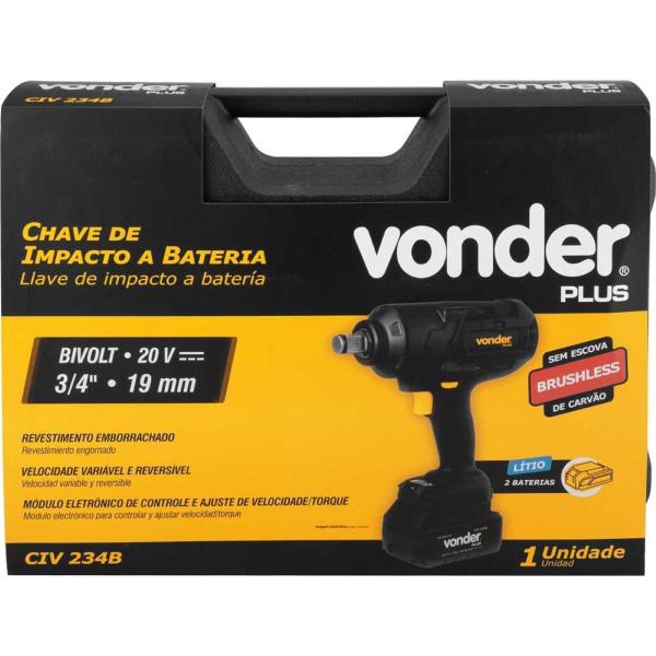 Imagem de Chave De Impacto à Bateria 3/4'' 20V Bivolt CIV234B Vonder Plus