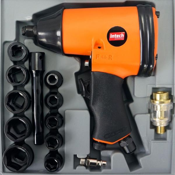 Imagem de Chave de impacto pneumática 1/2" com maleta kit de acessórios - PN700 - Intech Machine