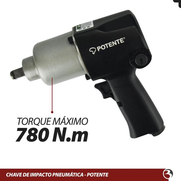 Imagem de Chave De Impacto Pneumatica Duplo Martelete 1/2 Pol 780 N.m Potente PN120178R