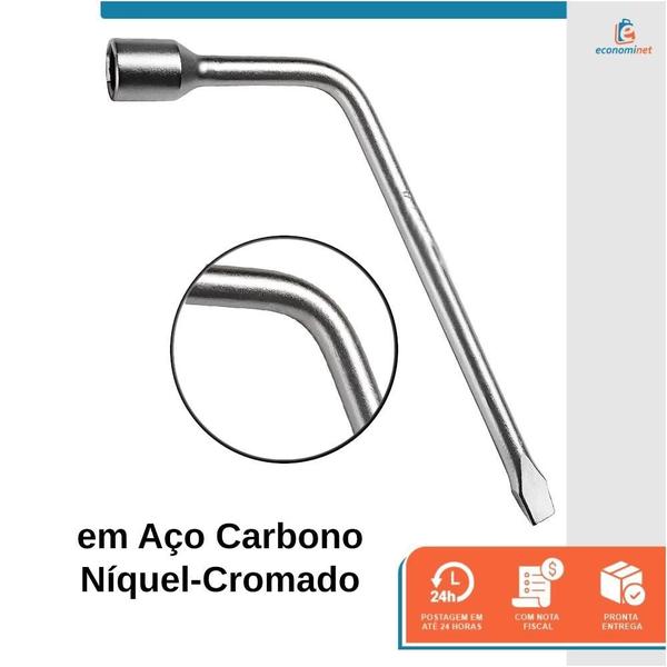 Imagem de Chave de Roda L com Espátula Aço Cromado 21mm - Starfer