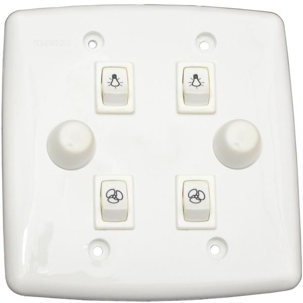 Imagem de Chave Dimmer Rotativo 4x4 C/2 Lâmpadas E 2 Ventilador Rxf