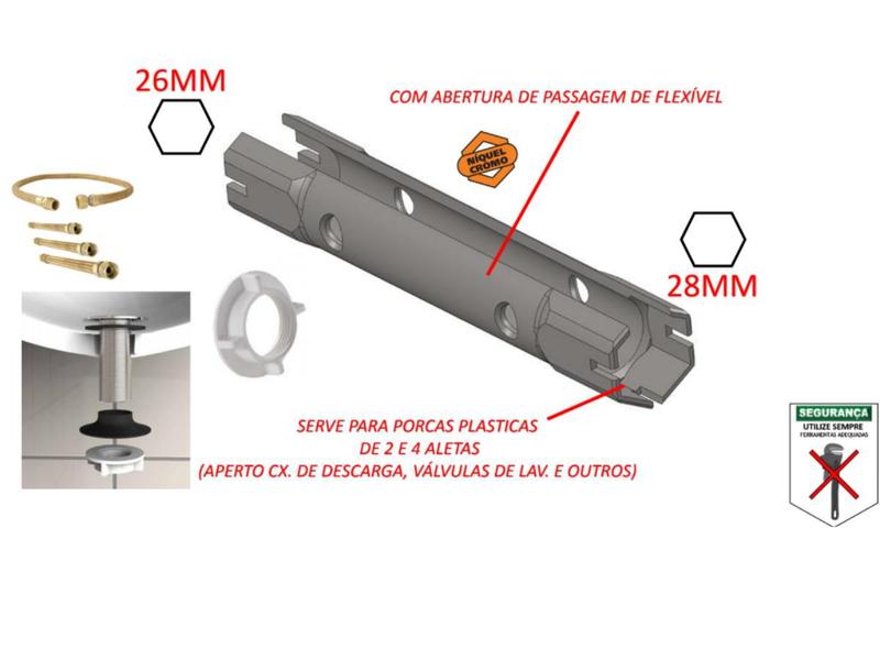 Imagem de Chave Especial Para Porcas Plásticas/Metal em Pias e Lavatórios opção  26/28mm e 22/23mm