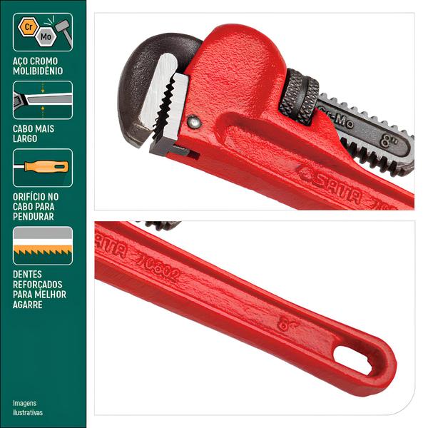 Imagem de Chave Grifo Heavy Duty 10 Pol Vermelho Sata St70803st