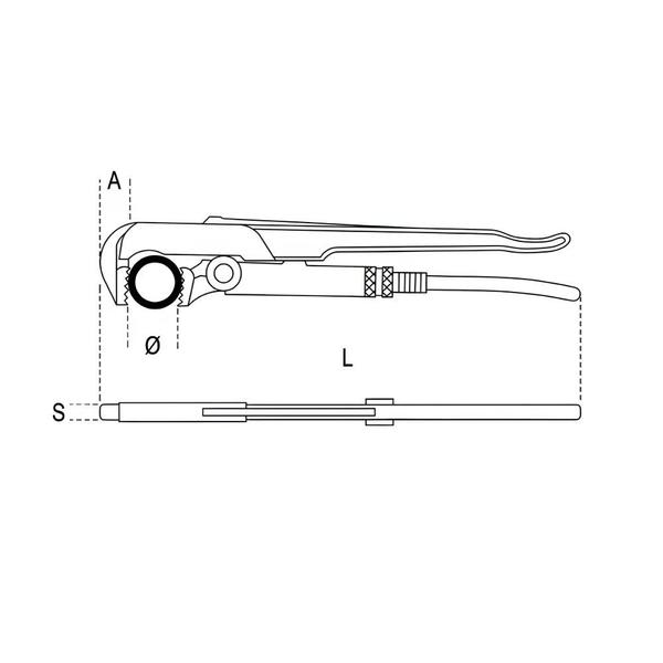 Imagem de Chave Grifo para Tubos Modelo Sueco com Mordentes a 90 630 MM 3'' Gas 376 630 Beta