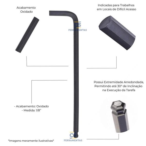 Imagem de Chave Hexagonal Abaulada 1/8 Pol. - BELZER 220864BR
