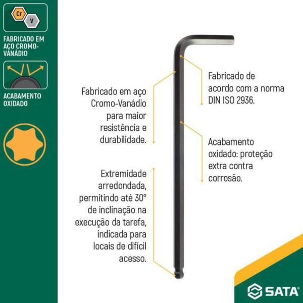 Imagem de Chave Hexagonal Curta 1/16" - ST84412L - SATA