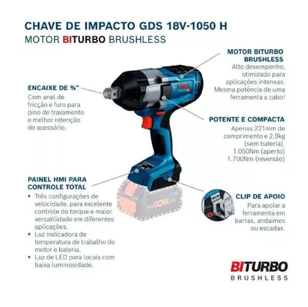 Imagem de Chave Impacto Bateria 18v 4ah 3/4" Gds 18v-1050h Sem carregador