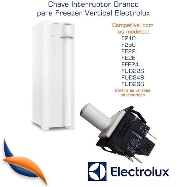 Chave Interruptor Branco Freezer Electrolux 64491701 - Interruptor
