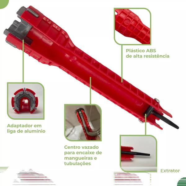 Imagem de Chave Multiuso Reparo Torneira Aquecedor De Difícil Acesso