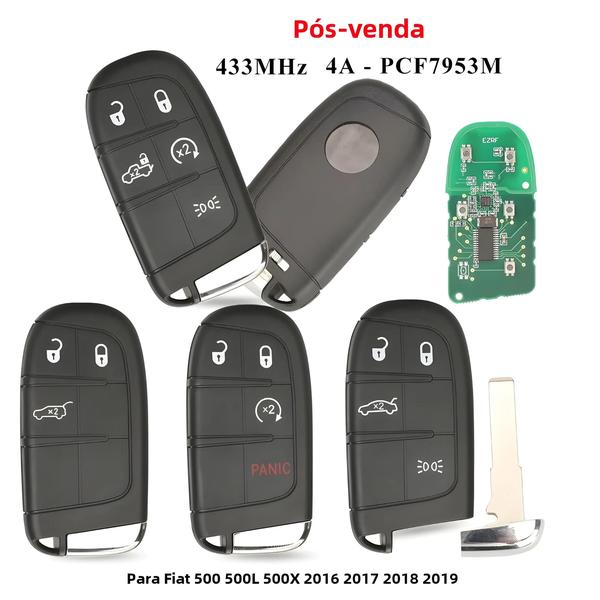 Imagem de Chave Remota Inteligente Fiat 500/500L/500X (2016-2019) - 3/4/5 Botões - 433MHz - Chip 4A