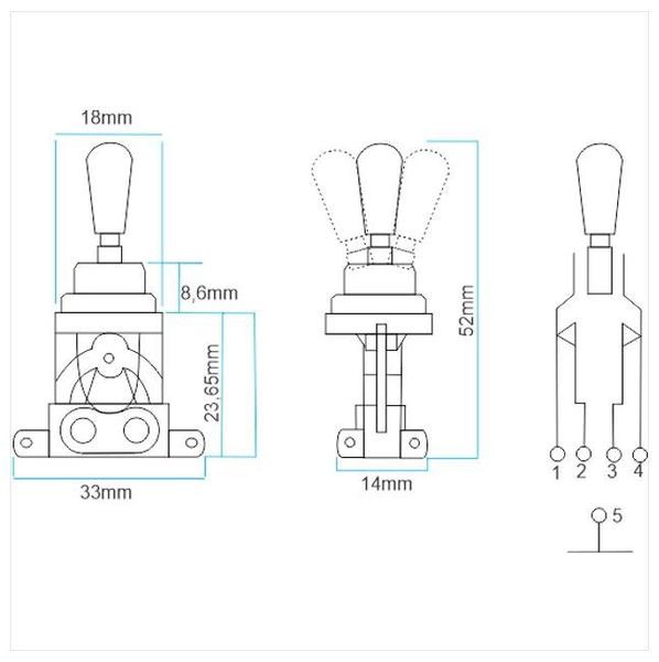 Imagem de Chave Seletora 3 Posições Guitarra Strato Custom Sound Creme CCA 3-NI/VW