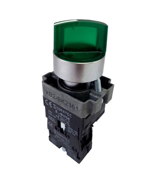 Imagem de Chave seletora Iluminada Metálica XB2-BK2461 2 Posições verde 24Vcc/Vca 1NF