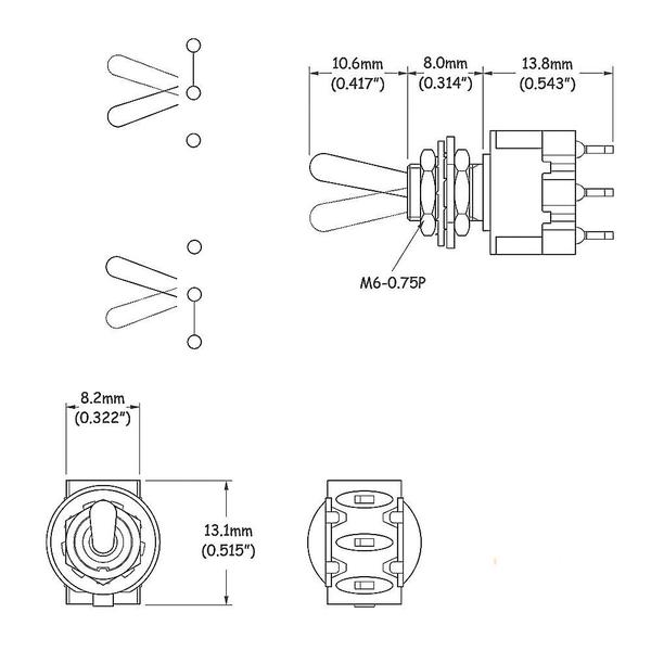 Imagem de Chave Seletora Mini 2 Posições Toogle Preta Spirit M105-BK