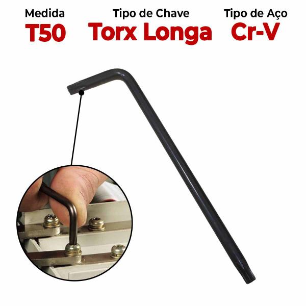 Imagem de Chave Torx Longa Tipo L Aço Cr-Vanádio T50 MTX