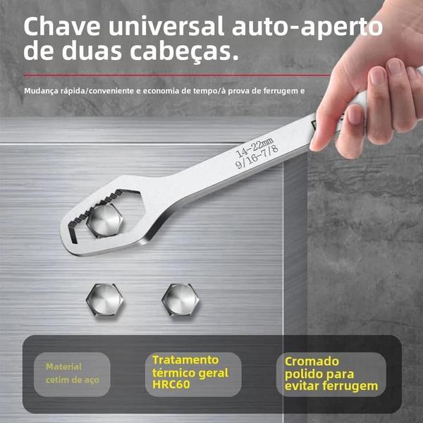 Imagem de Chave Torx Universal Ajustável (8-22mm) - Auto-Aperto, Cabeça Dupla