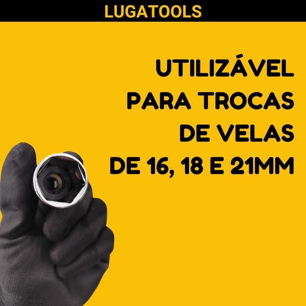 Imagem de Chave Vela Articulada 3 Soquetes 16mm à 21mm Automotiva Veicular Lugatools