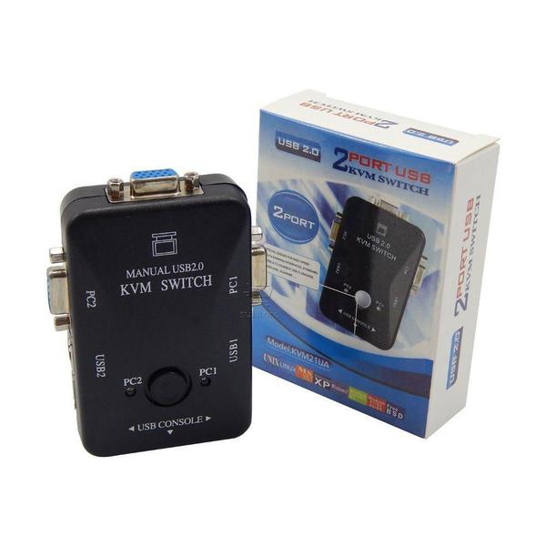 Imagem de Chaveador Kvm Usb Switch Vga 2 Portas 2 Pcs Ligados 1Monitor