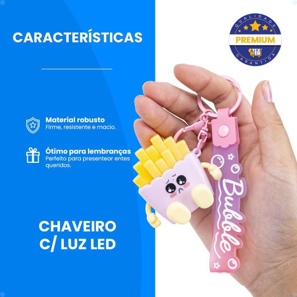 Imagem de Chaveirinho Feminino Papelaria Fofa Batatinha LED Kit 2 Und