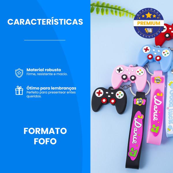 Imagem de Chaveiro 3D Gamer Feminino Com Argola Alça E Corrente Kawaii