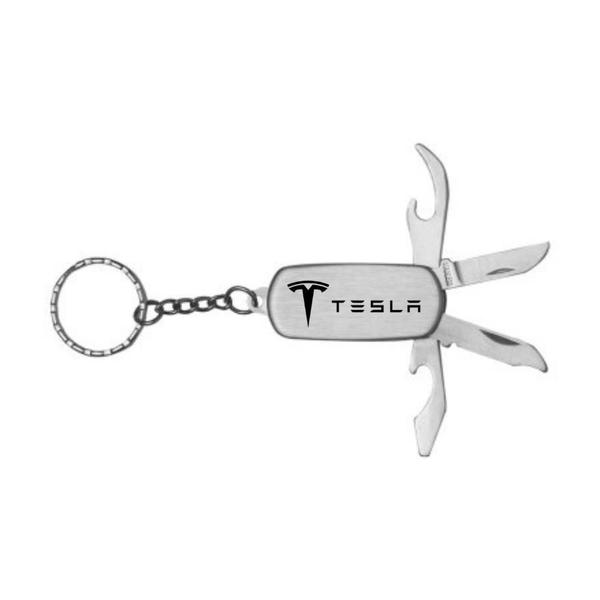 Imagem de Chaveiro Canivete Metal Tesla Cybertruck Model 3  4 Funções