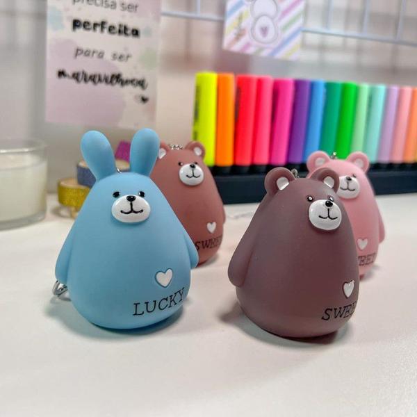 Imagem de Chaveiro Chaveiro Fofo PVC Ursinho Coelho Totoro com guizo - Boneco em borracha com buzininha