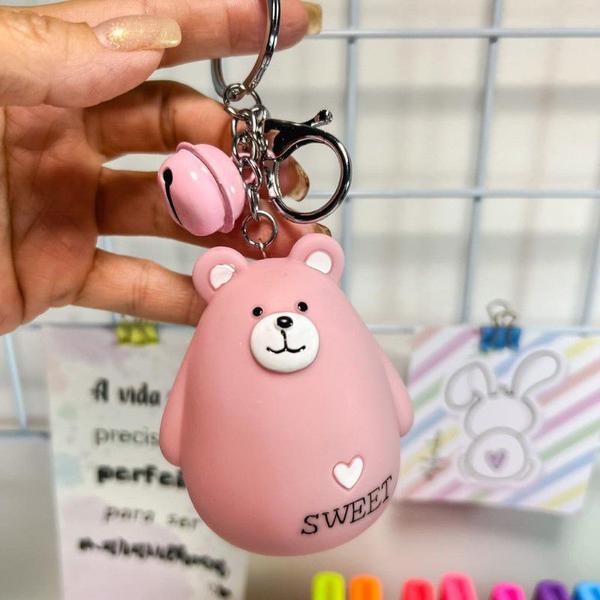 Imagem de Chaveiro Chaveiro Fofo PVC Ursinho Coelho Totoro com guizo - Boneco em borracha com buzininha