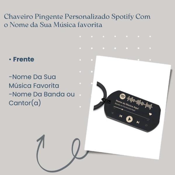 Imagem de Chaveiro Criativo Personalizado Spotify Simbolos Nome Data