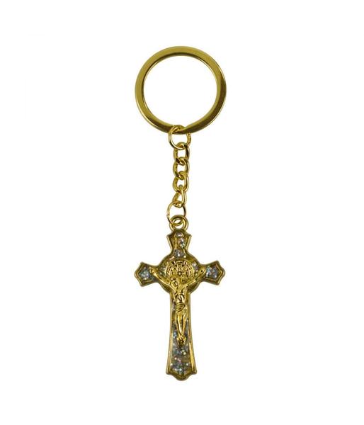 Imagem de Chaveiro Crucifixo Dourado 5Cm