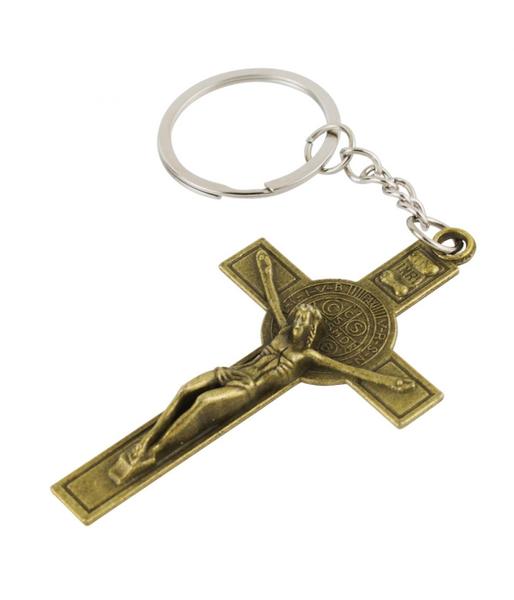 Imagem de Chaveiro Crucifixo Dourado Escuro 7cm 