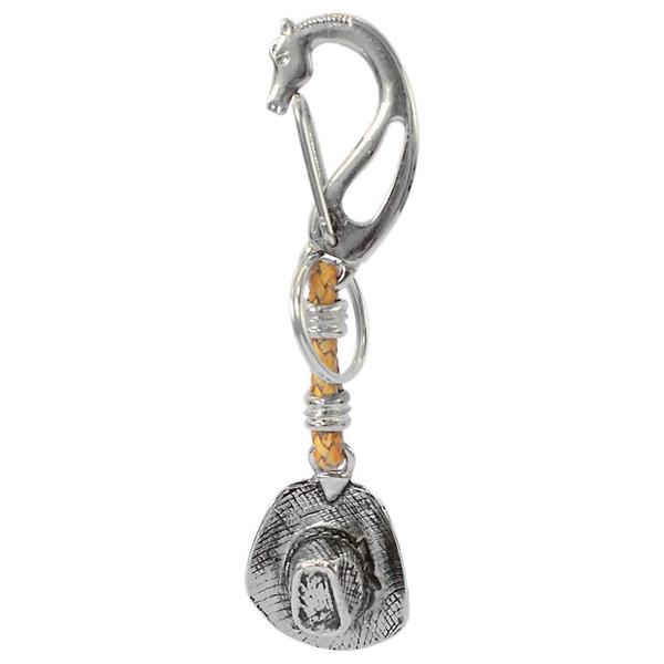 Chaveiro de Couro Cru Chapéu SV8399 - Selaria Vertentes Imagem de Chaveiro de Couro Cru Chapéu SV8399