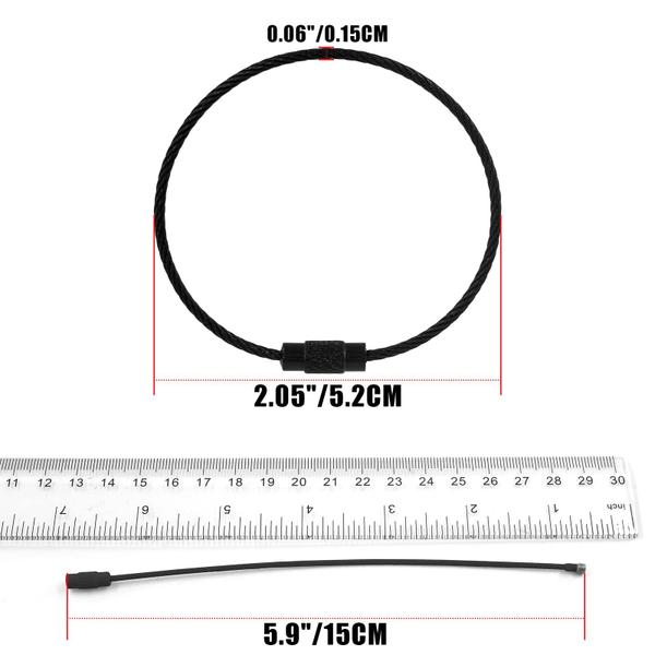 Imagem de Chaveiro de fio de aço inoxidável preto BokWin 50 unidades de 15 cm