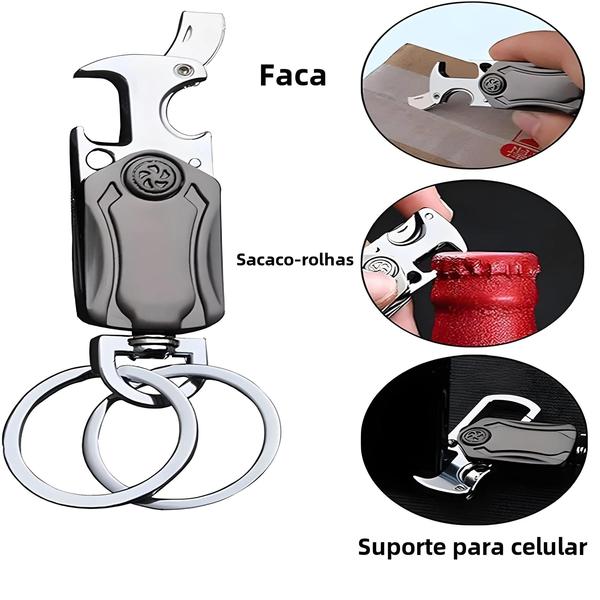 Imagem de Chaveiro de Metal Personalizado para Homens - Durável, Portátil e com Abridor de Garrafa