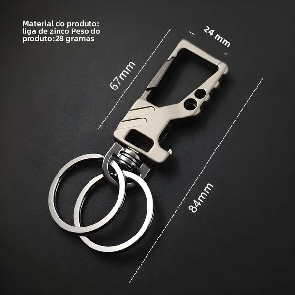 Chaveiro de Metal Resistente com Abridor de Garrafas e Mosquetão - Para Homens e Mulheres Imagem de Chaveiro de Metal Resistente com Abridor de Garrafas e Mosquetão - Para Homens e Mulheres