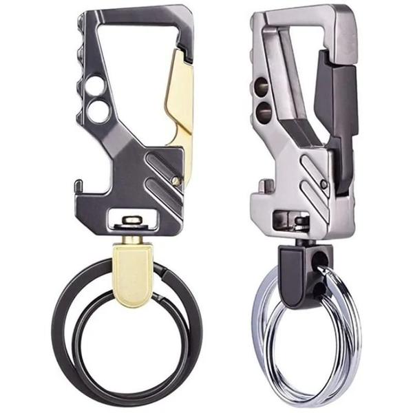 Chaveiro de Metal Resistente com Abridor de Garrafas e Mosquetão - Para Homens e Mulheres Imagem de Chaveiro de Metal Resistente com Abridor de Garrafas e Mosquetão - Para Homens e Mulheres