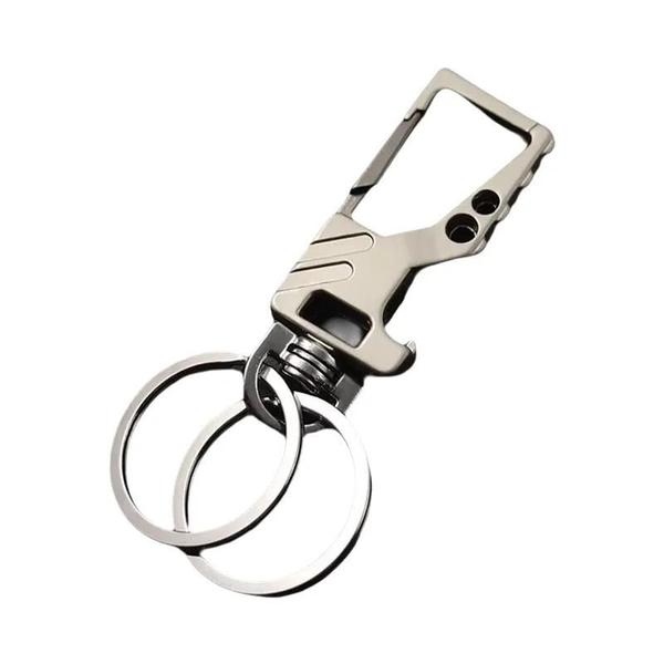 Chaveiro de Metal Resistente com Abridor de Garrafas e Mosquetão - Para Homens e Mulheres Imagem de Chaveiro de Metal Resistente com Abridor de Garrafas e Mosquetão - Para Homens e Mulheres