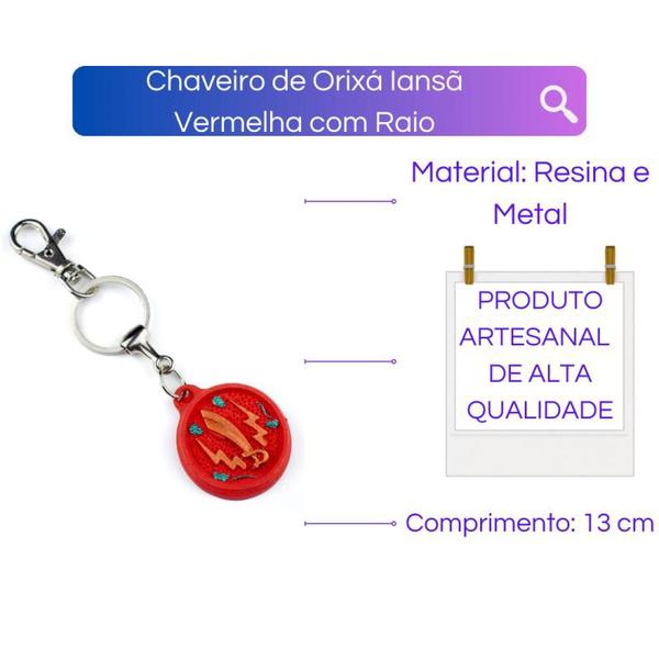 Imagem de Chaveiro de Orixá Iansã Vermelha com Raio 13 cm em Resina