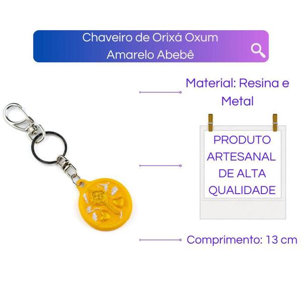 Imagem de Chaveiro de Orixá Oxum Amarelo Abebê 13 cm em Resina