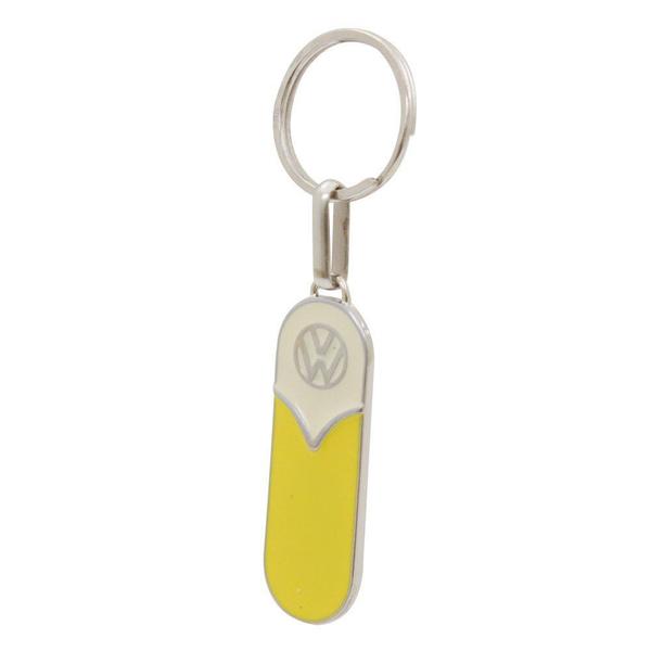 Imagem de Chaveiro em metal cromado Design Vertical Kombi Luxo Amarelo com Creme