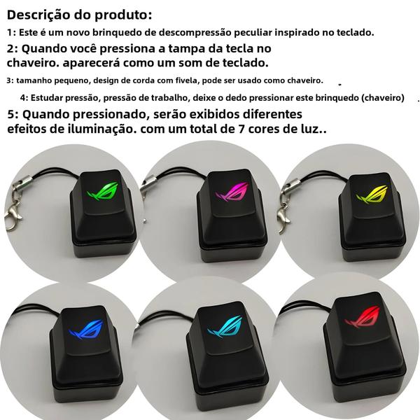 Imagem de Chaveiro Fidget Spinner RGB com Teclado Mecânico - Acessório de Entretenimento Masculino