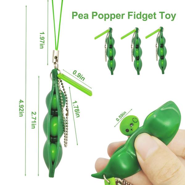 Imagem de Chaveiro Fidget Toy TIBDALA Pea Popper, pacote com 6 chaveiros Squeeze-a-Bean