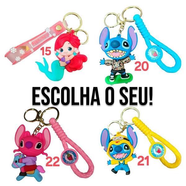 Imagem de Chaveiro Fofinho Stitch Sereia Emborrachado Realista 3D Grande