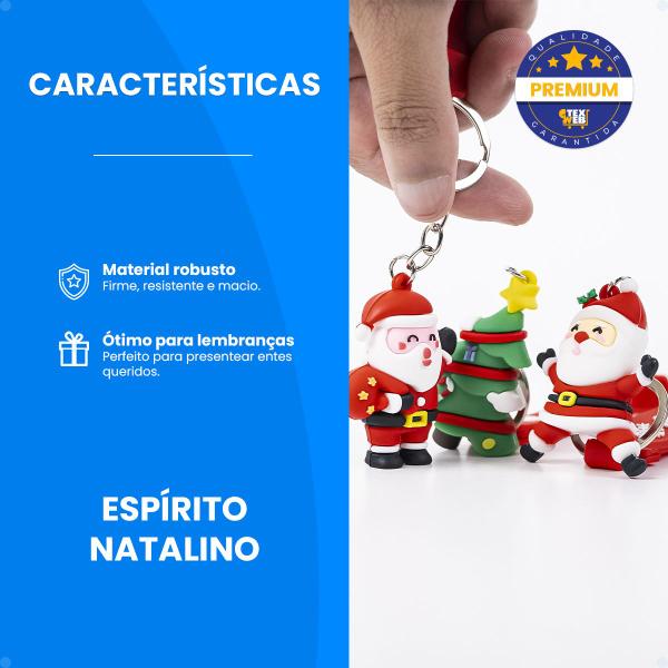 Imagem de Chaveiro Fofo Personalizado Natalino Papai Noel 3D Argola