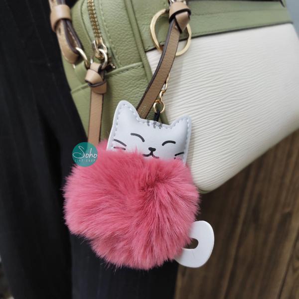 Imagem de Chaveiro Gato Pompom Fofo Macio Pingente Bolsa Mochila 9cm