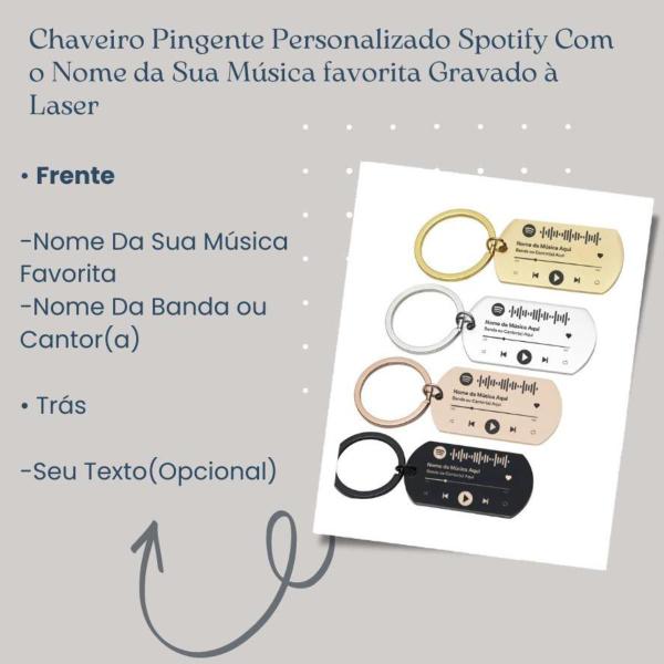 Imagem de Chaveiro Inox Personalizado Spotify Gravado A Laser 4 Cores